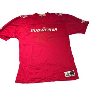 Budweiser 76 Football Jersey Red Alleson Athletic Mens XL Harrahs Atlantic City‎